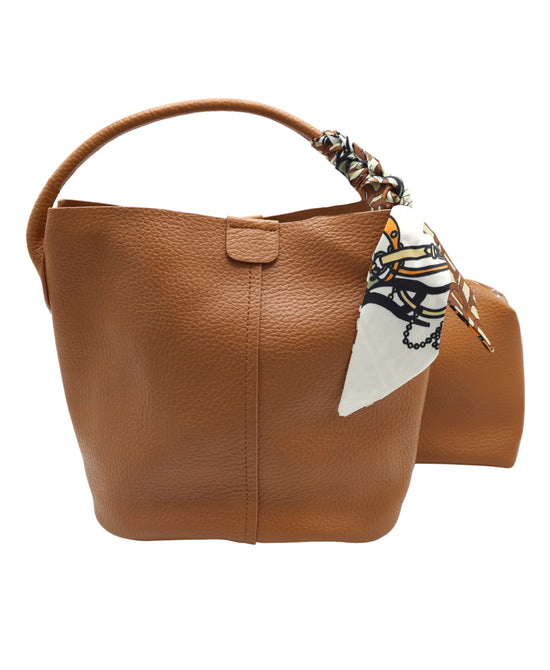2in1 Faux Leather Handbag w/ Twilly view 