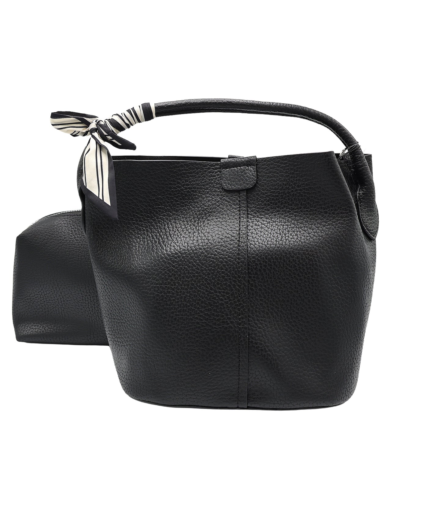 2in1 Faux Leather Handbag w/ Twilly view 1