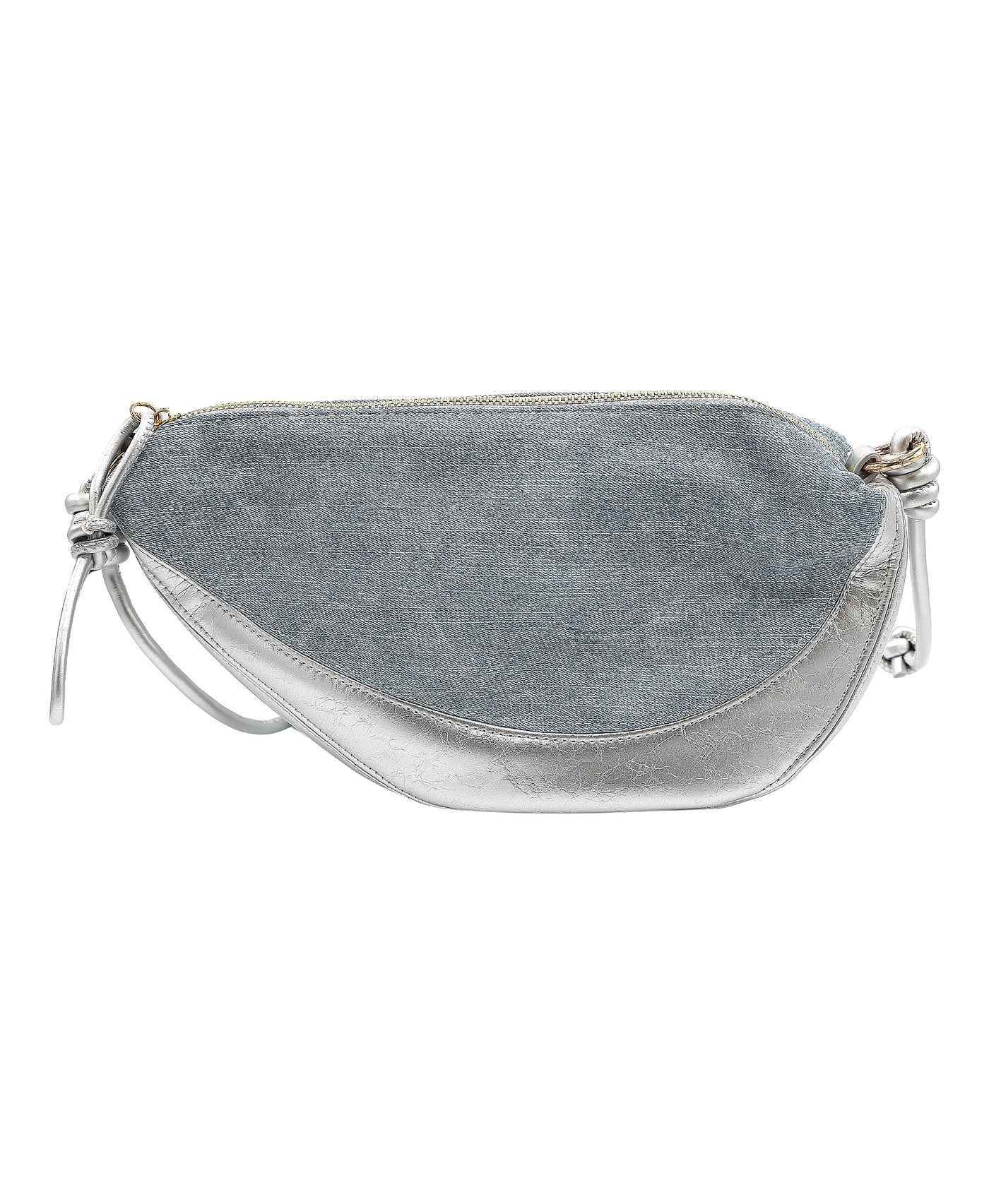 Faux Leather Metallic & Denim Crossbody Bag view 1