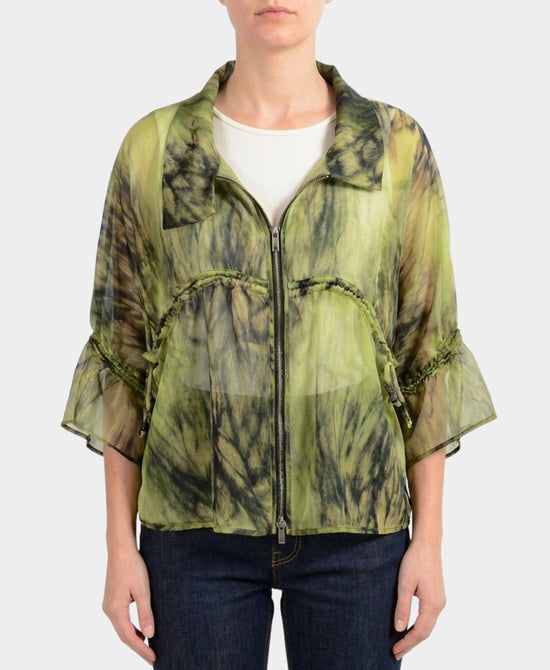 Sheer Print Zip-Up Jacket view 1