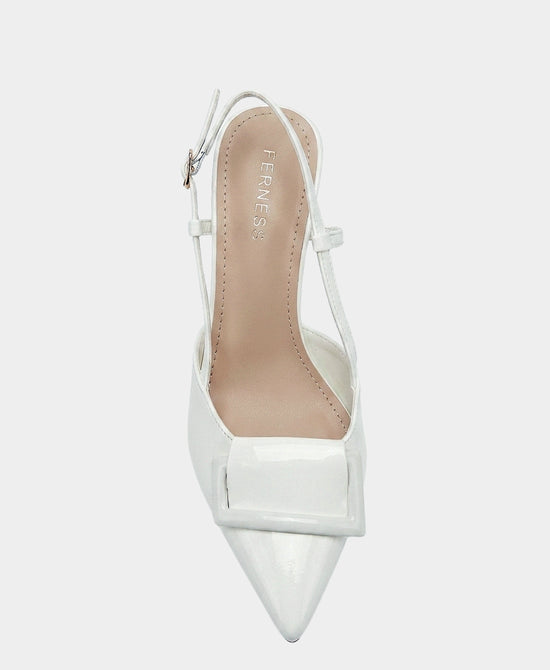 
Patent Faux Leather Buckle Slingback in WHITE view 2