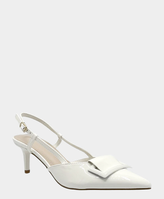 
Patent Faux Leather Buckle Slingback in WHITE view 1