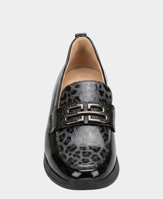 
Leather Leopard Print Platform Loafer in BLACK view 2