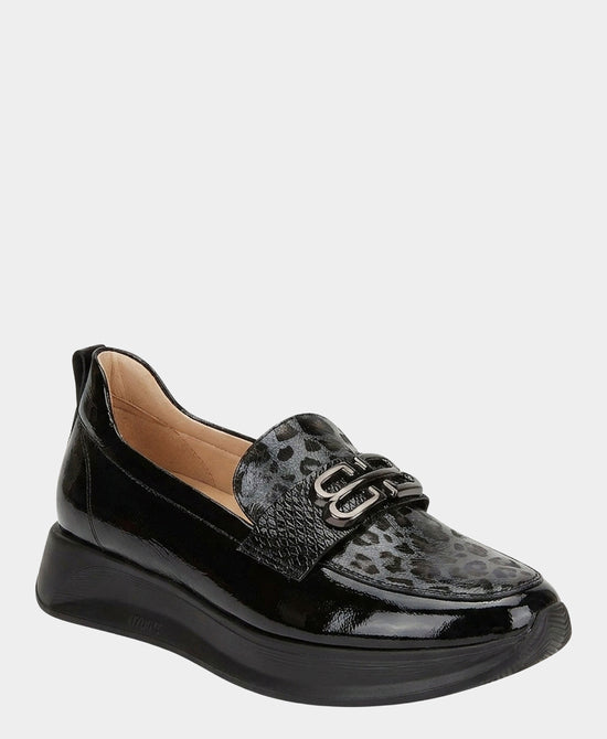 
Leather Leopard Print Platform Loafer in BLACK view 1
