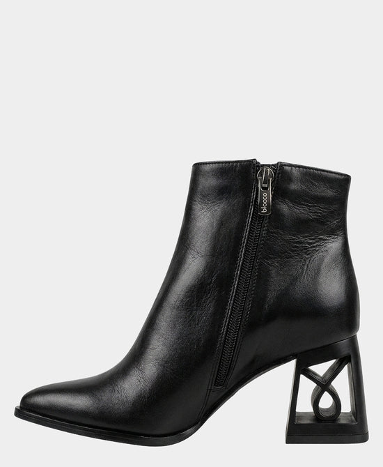 
Leather Bootie w/ Logo Heel in BLACK view 2