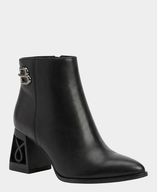 
Leather Bootie w/ Logo Heel in BLACK view 1