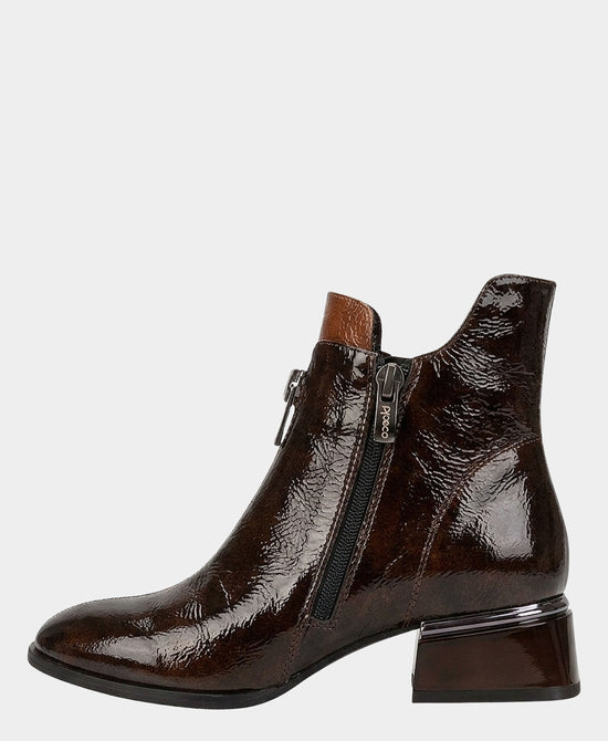 
Patent Leather Front Zip Bootie in BROWN/COPPER view 2