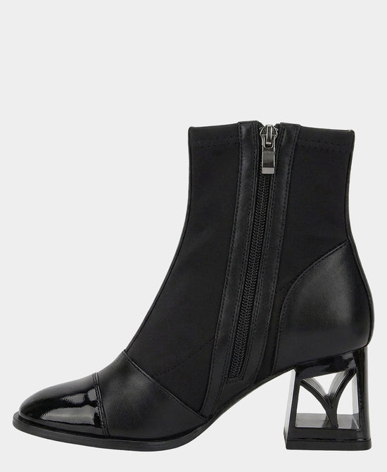 
Leather & Neoprene Logo Heel Bootie in BLACK view 2