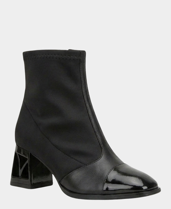 
Leather & Neoprene Logo Heel Bootie in BLACK view 1