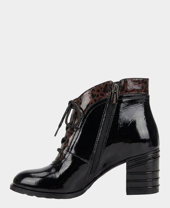 
Patent Leather Animal Print Bootie in BLACK/BURGUNDY view 2
