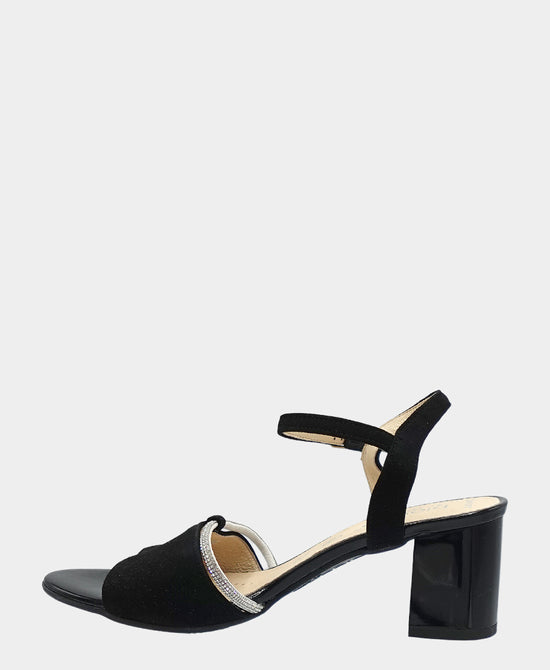 Suede Heeled Sandal w/ Crystal Band view 2