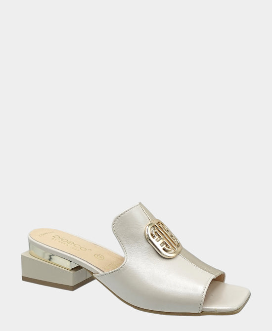 Leather Color Block Heeled Sandal view 1