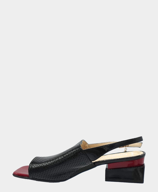 Leather Perforated Heeled Sandal view 2