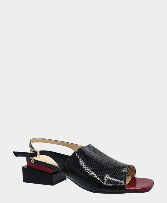 Leather Perforated Heeled Sandal view 1