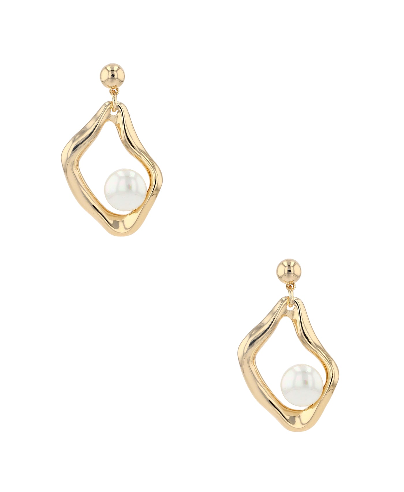 Abstract Drop Earrings w/ Faux Pearl image 1