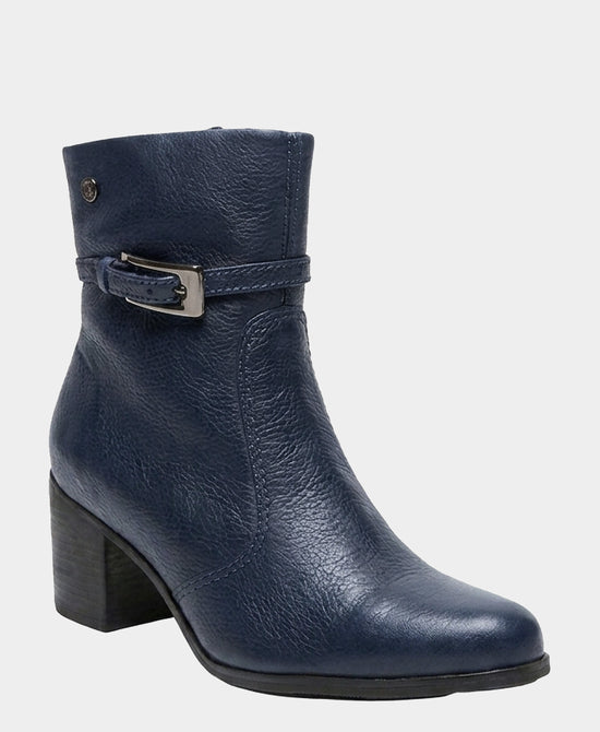
Leather Bootie w/ Buckle in NAVY view 1