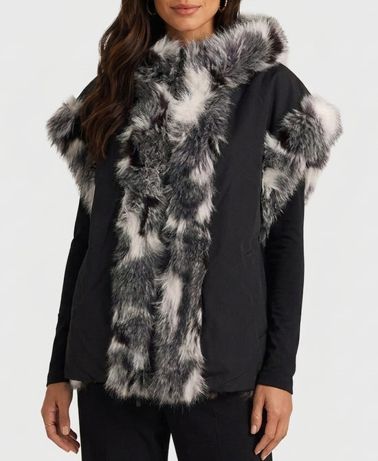 
Reversible Faux Fur Vest in GREY/BLACK/WHITE view 2