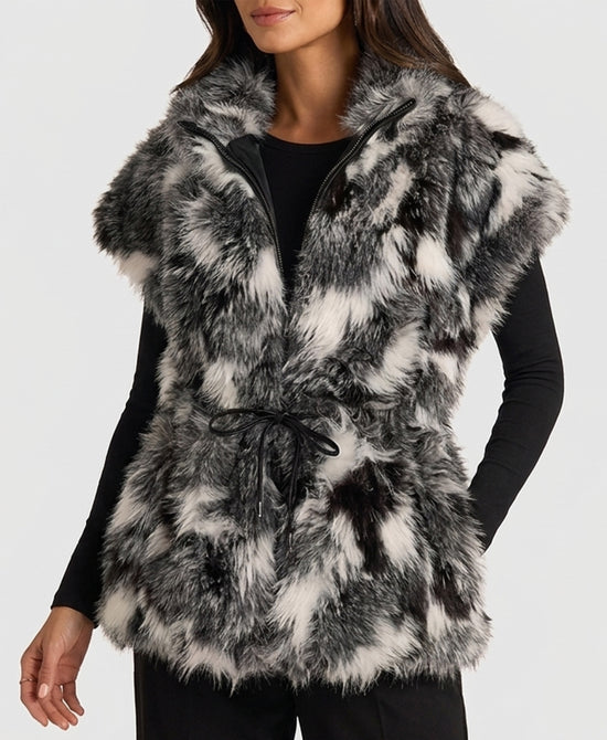 
Reversible Faux Fur Vest in GREY/BLACK/WHITE view 1