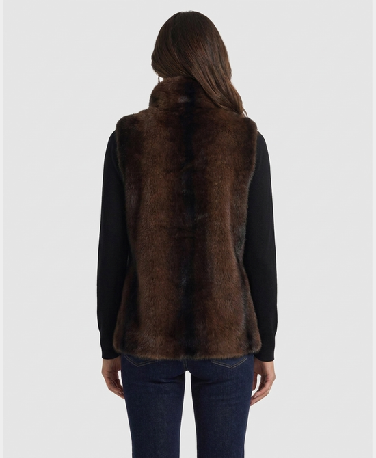 
Two Tone Faux Fur Vest in BROWN view 2