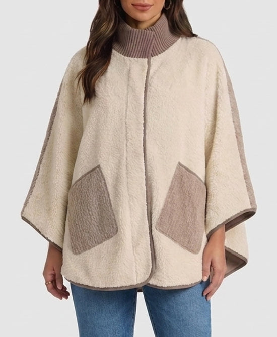 
Reversible Contrast Faux Fur Cape in CREAM MULTI view 2