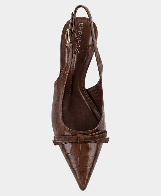 
Croc Print Slingback Bow Pump in BROWN view 2