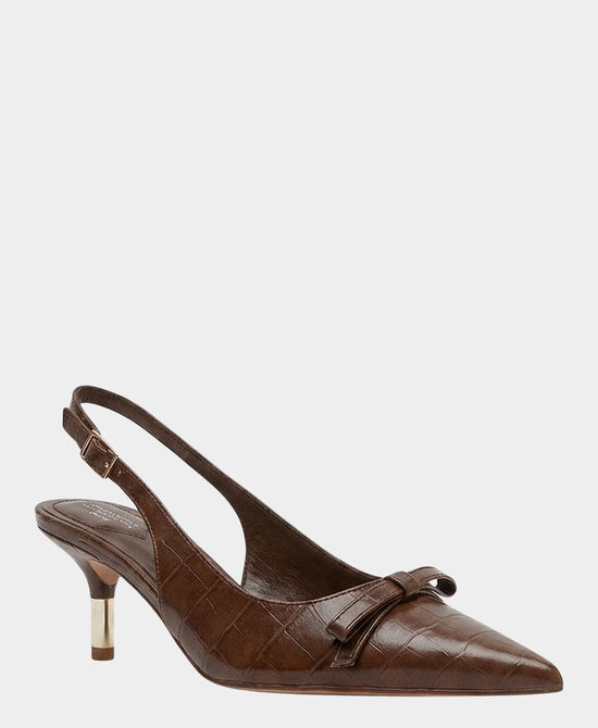 
Croc Print Slingback Bow Pump in BROWN view 1