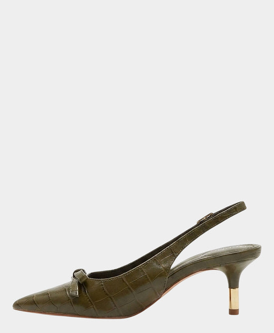 
Croc Print Slingback Bow Pump in GREEN view 2