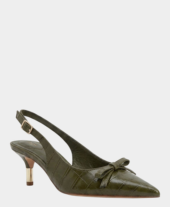 
Croc Print Slingback Bow Pump in GREEN view 1