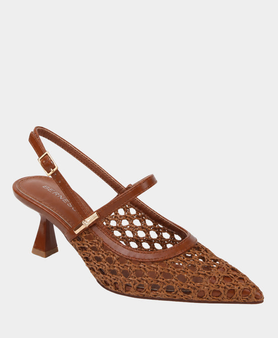 
Woven Mesh Slingback Heel in BROWN view 1