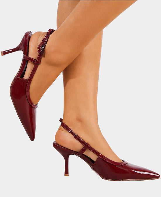 
Patent Bow Slingback Pump in WINE view 2