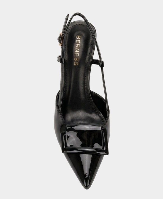 
Patent Faux Leather Buckle Slingback in BLACK view 2