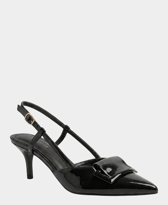 
Patent Faux Leather Buckle Slingback in BLACK view 1