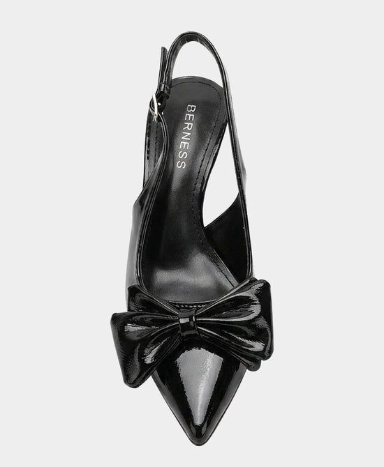 
Patent Faux Leather Bow Slingback Pump in BLACK view 2
