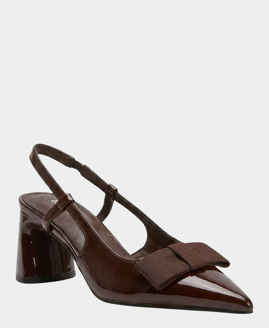 
Patent Faux Leather Bow Slingback Pump in COFFEE view 1