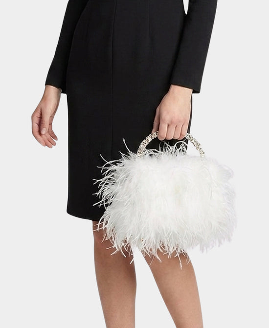 
Feather Evening Bag in WHITE view 2