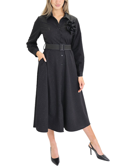 Pinstripe Midi Shirt Dress view 