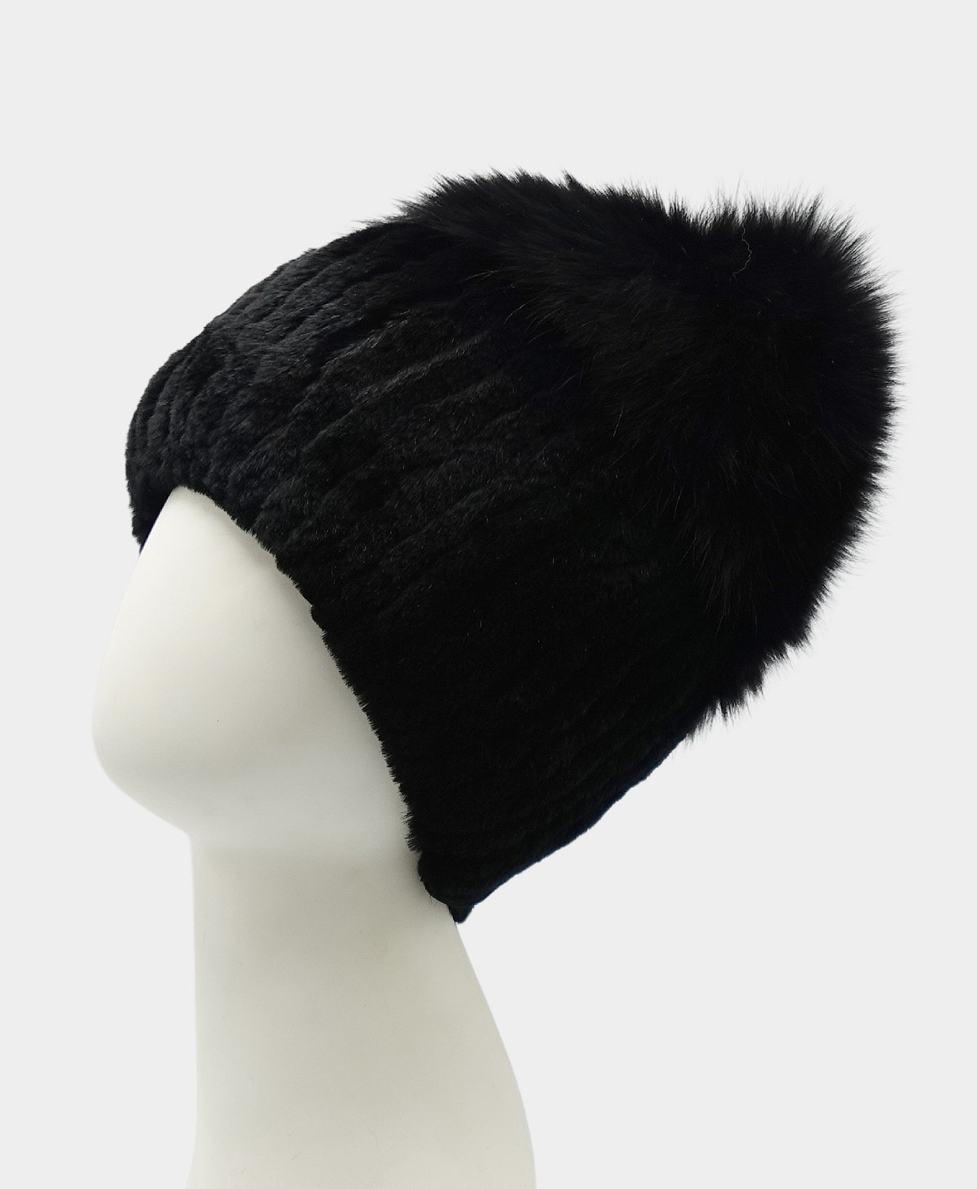 Knitted Fur Hat w/ Fox Trim view 1