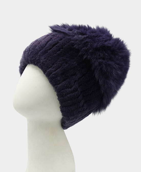 Knitted Fur Hat w/ Fox Trim view 