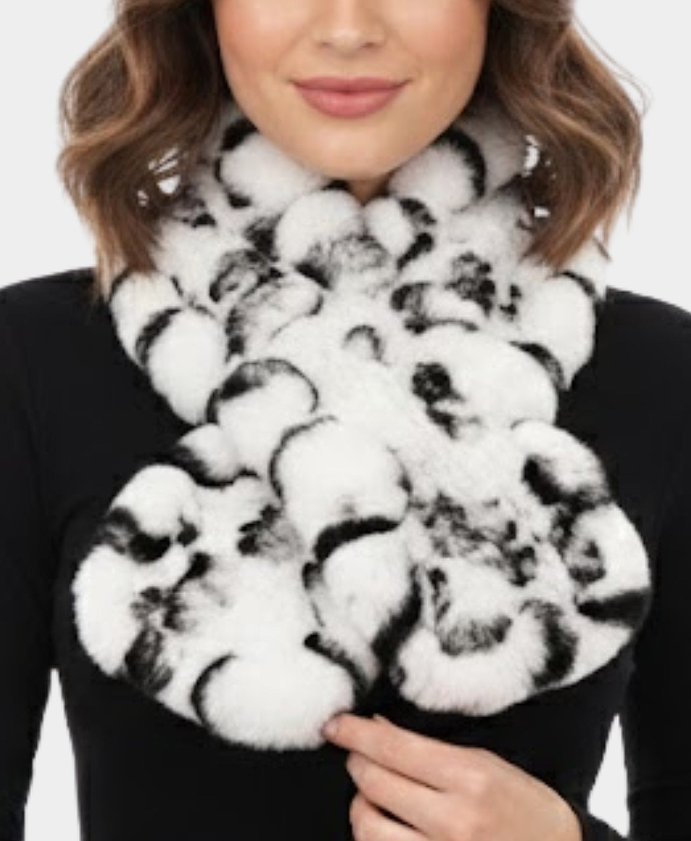 Knitted Ruffle Fur Scarf view 1