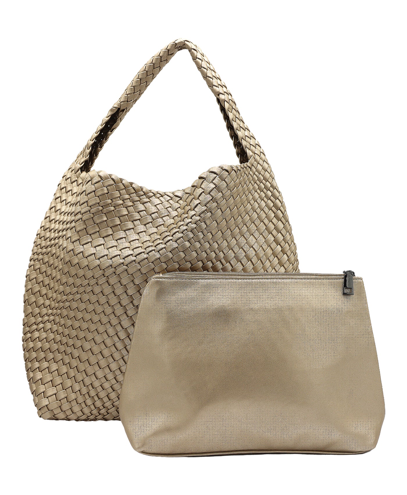 2in1 Woven Faux Leather Shoulder Bag view 1