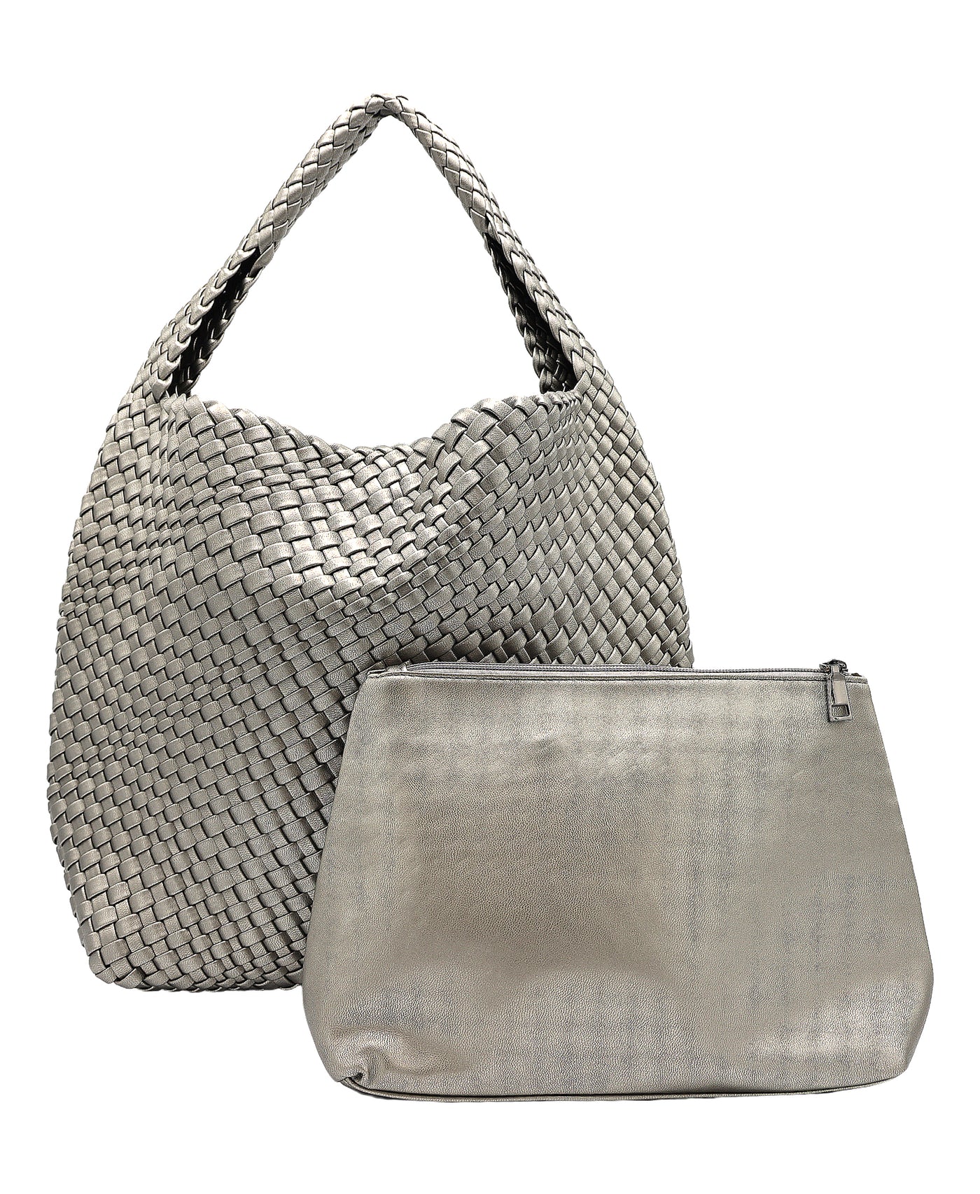 2in1 Woven Faux Leather Shoulder Bag view 1