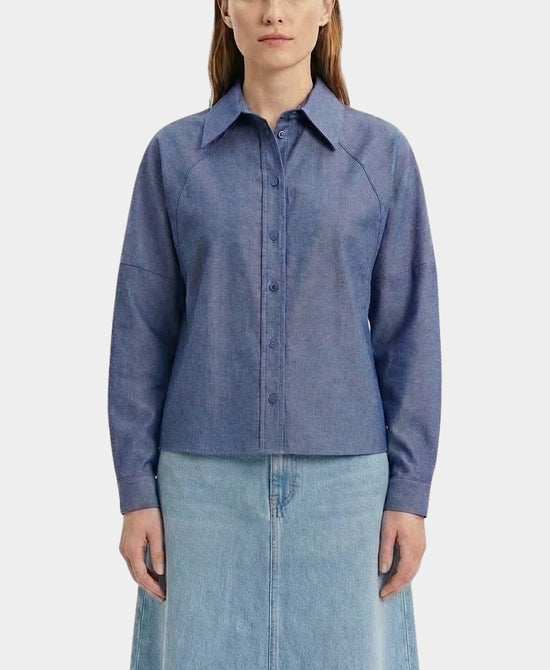 Printed Denim Top view 1