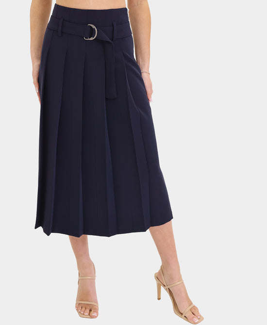Pleated Midi Skirt w/ Side Zipper view 1
