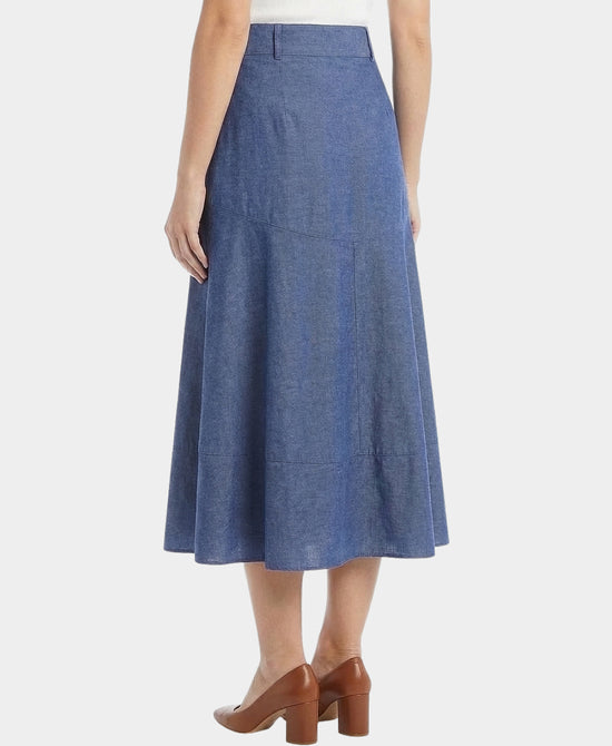 Printed Denim Midi Skirt view 2