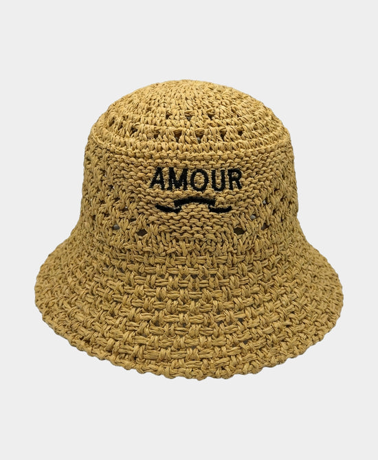 
Straw "AMOUR" Bucket Hat in CAMEL view 1