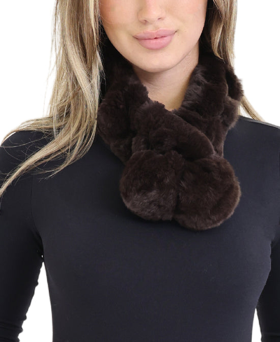 Fur Pull Thru Scarf w/ Poms view 