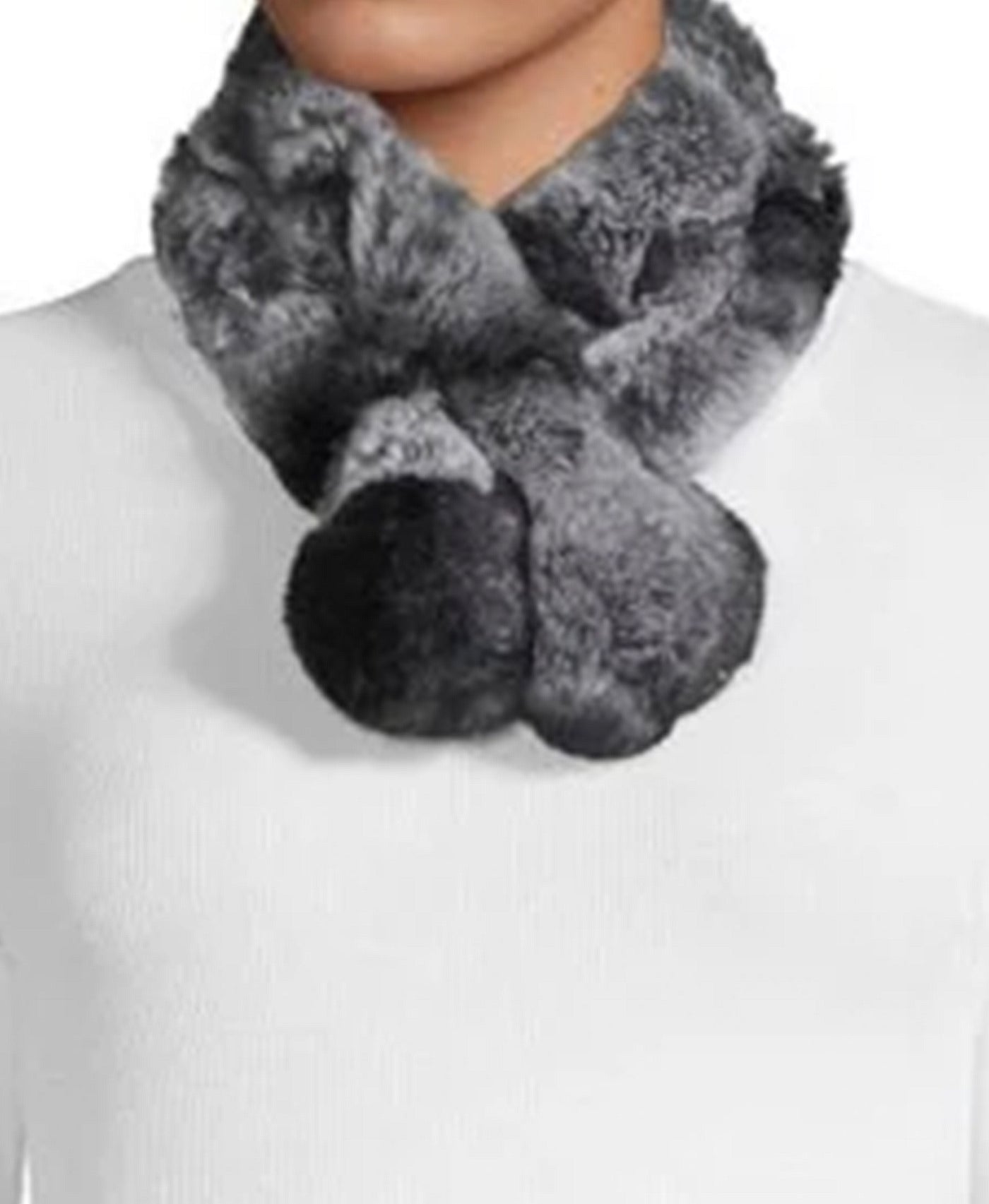 Fur Pull Thru Scarf w/ Pom view 1