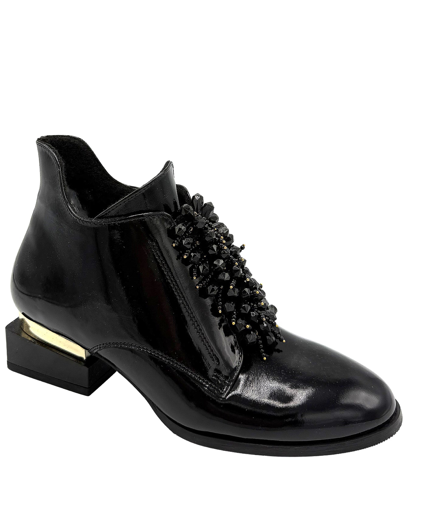 Leather Gloss Bootie w/ Beads view 1