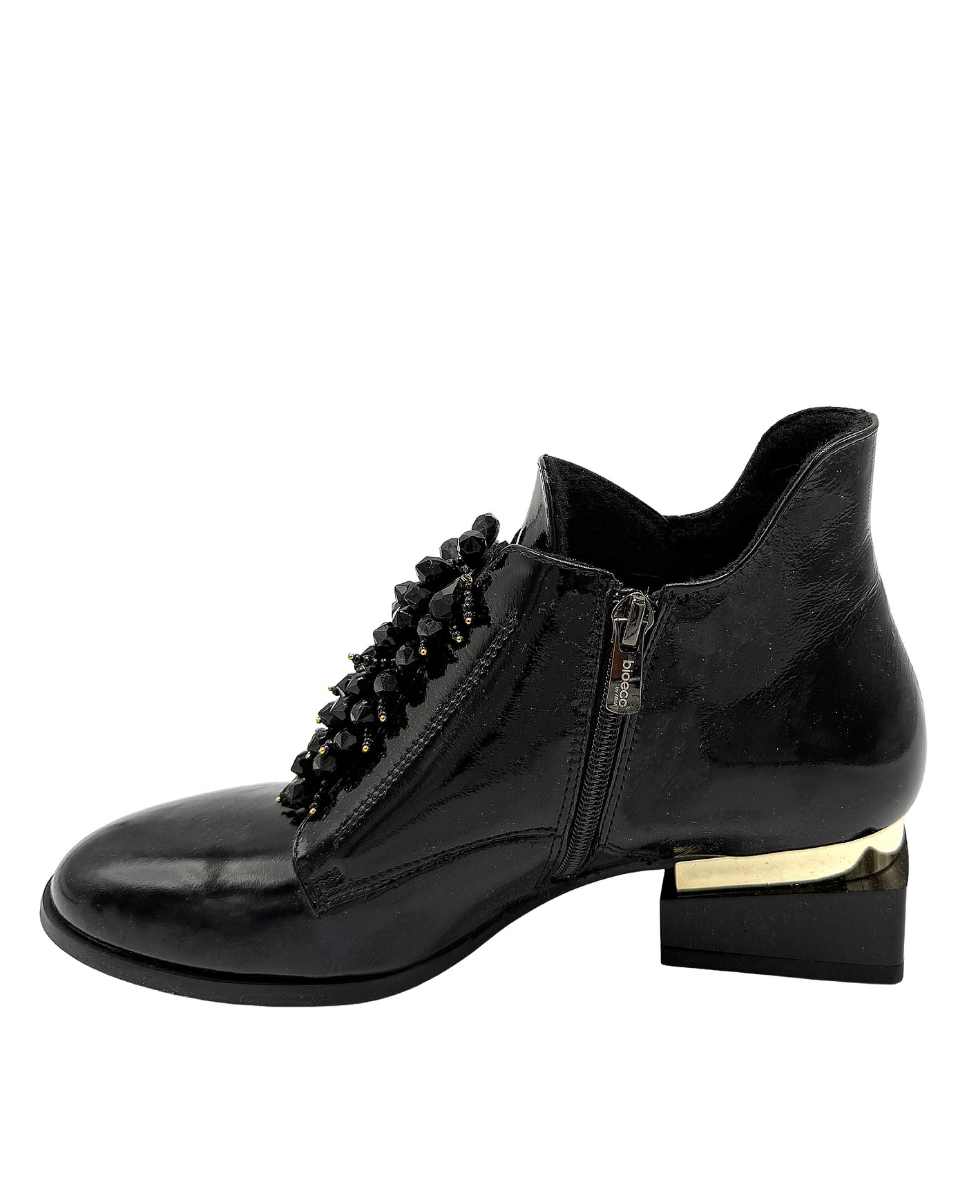Leather Gloss Bootie w/ Beads view 2