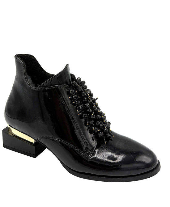 Leather Gloss Bootie w/ Beads view 